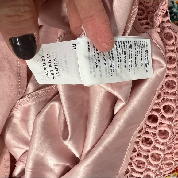 Bardot Eyelet Off The Shoulder Derby Dress in Light Pink - Picture 13 of 16